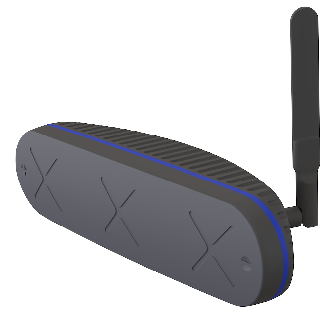 xAnchor+ LTE – Bluetooth Access Point mit Antenne, perspektivische Ansicht